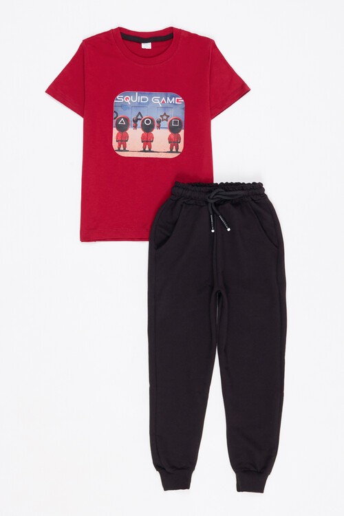 Erkek Çocuk Squid Game Baskı Yazlık Takım 1-8 Yaş 13809