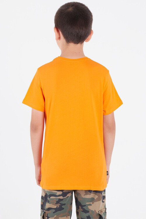 Erkek Çocuk Turuncu 2-12 Yaş Pullu Konsol Baskı T-Shirt 6584