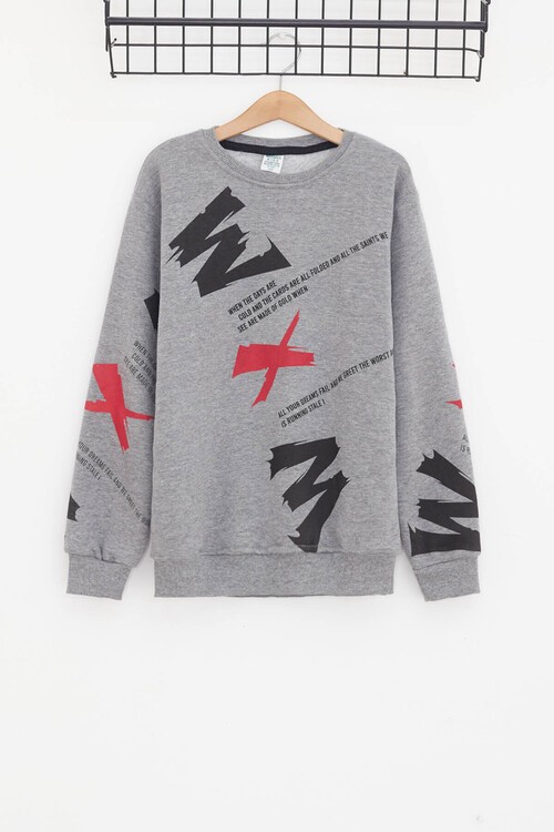 Erkek Çocuk WXM Yazı Baskılı Sweatshirt 14154