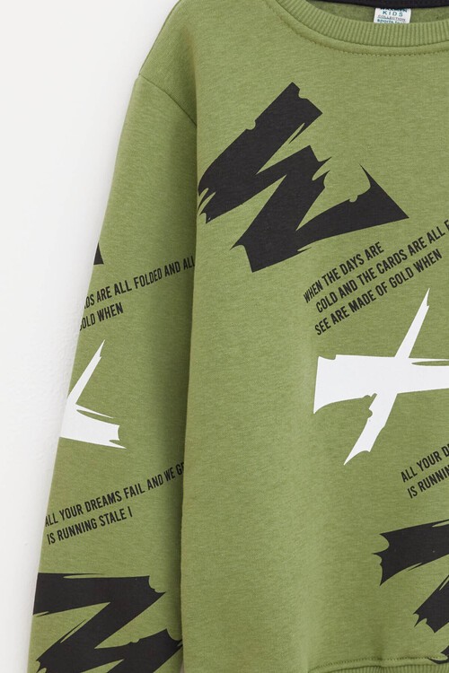 Erkek Çocuk WXM Yazı Baskılı Sweatshirt 14154