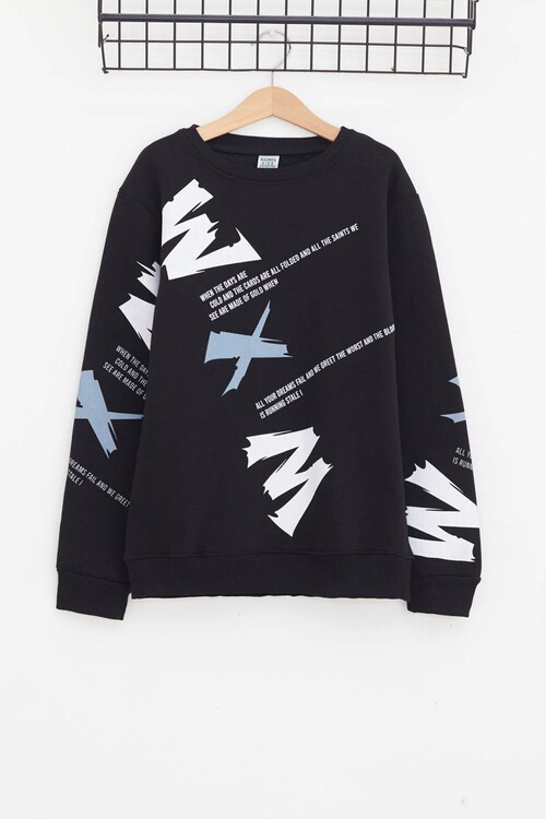 Erkek Çocuk WXM Yazı Baskılı Sweatshirt 14154