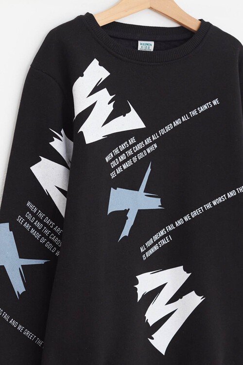 Erkek Çocuk WXM Yazı Baskılı Sweatshirt 14154