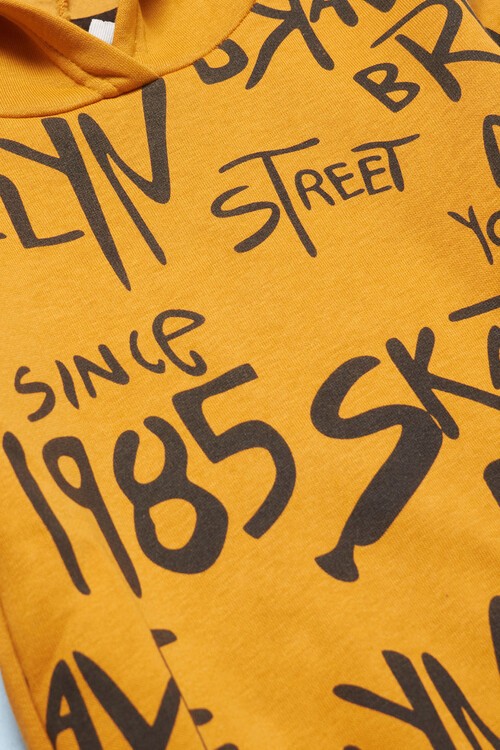 Erkek Çocuk Yazı Baskılı Kapşonlu Sweatshirt 14561