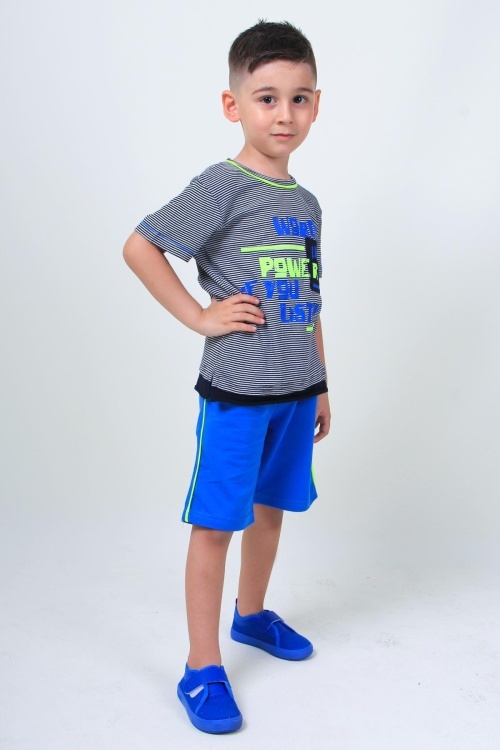 Erkek Çocuk Yazı Baskılı Şortlu Takım 14552