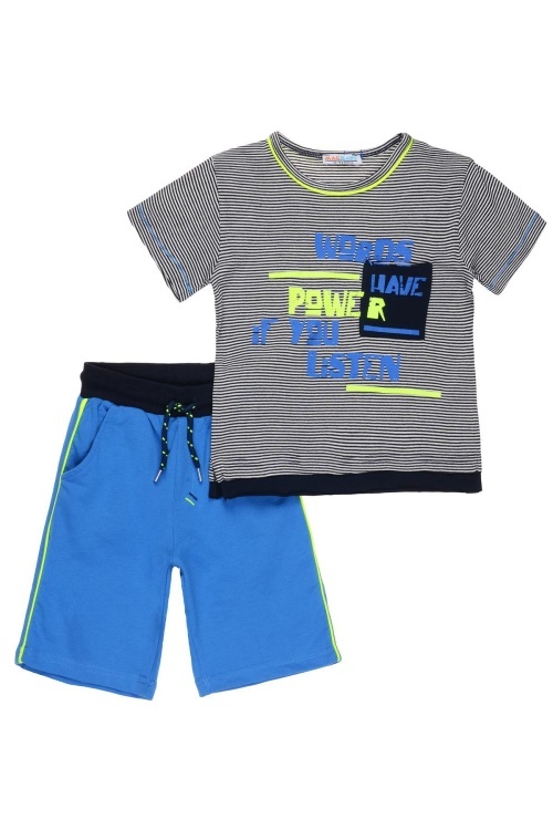 Erkek Çocuk Yazı Baskılı Şortlu Takım 14552