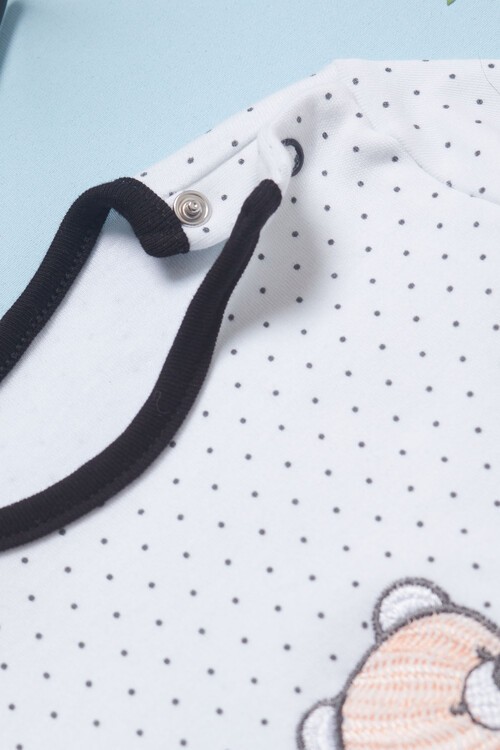 Kız Bebek Ayıcık Nakışlı Peluş Yelekli 3lü Eşofman Takımı 14579