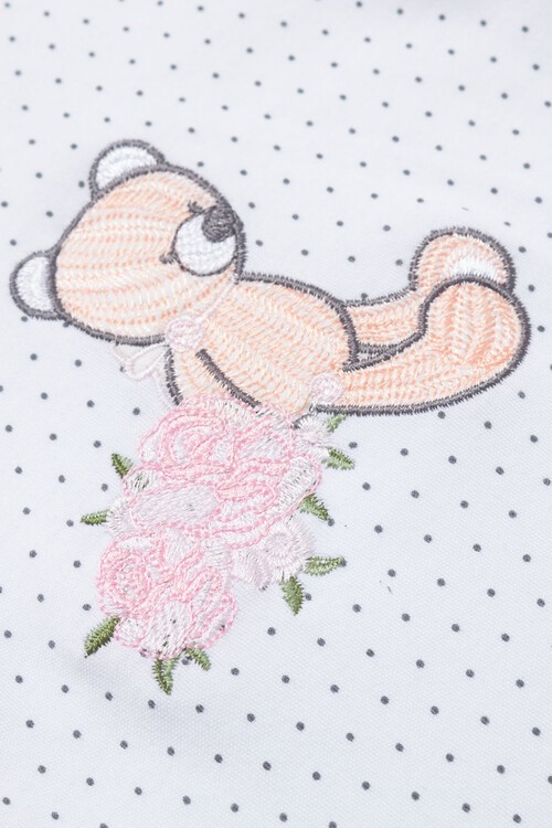 Kız Bebek Ayıcık Nakışlı Peluş Yelekli 3lü Eşofman Takımı 14579