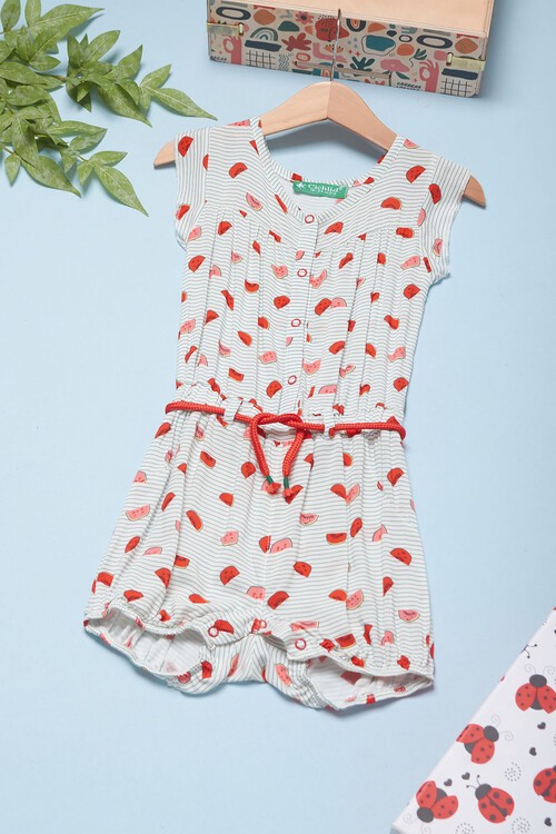 Kız Bebek Sevimli Karpuz Desenli Tulum 14554