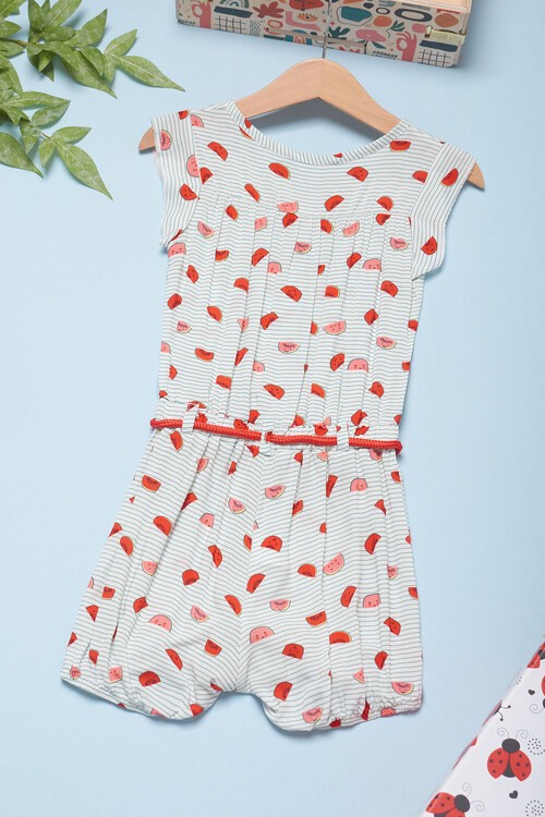 Kız Bebek Sevimli Karpuz Desenli Tulum 14554