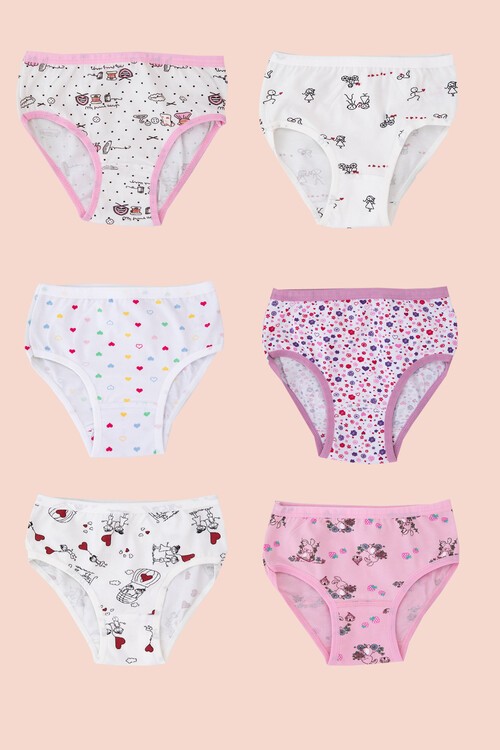 Kız Çocuk 6lı Desenli Külot Seti 14487