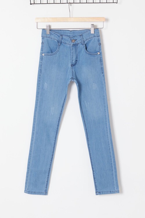 Kız Çocuk Açık Mavi Jean Pantolon 2-12 Yaş  13883