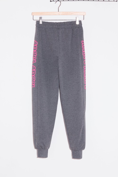 Kız Çocuk Antrasit Angel Baskı 9-16 Yaş Eşofman Altı 4827-3