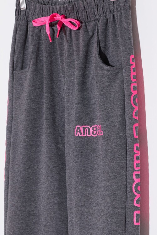 Kız Çocuk Antrasit Angel Baskı 9-16 Yaş Eşofman Altı 4827-3