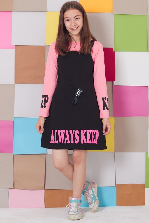 Kız Çocuk Badili 2 li Elbise 9-14 Yaş 14127