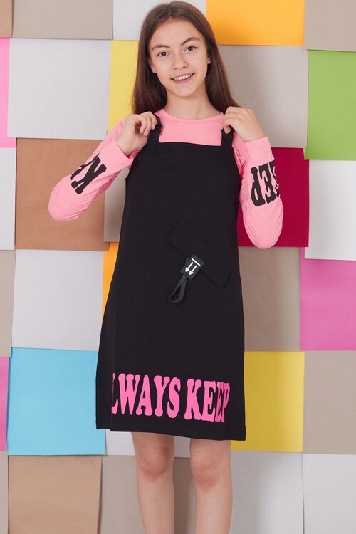 Kız Çocuk Badili 2 li Elbise 9-14 Yaş 14127