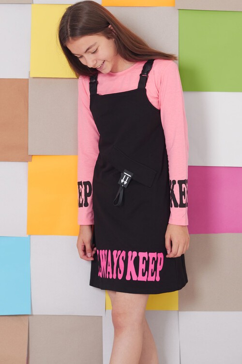 Kız Çocuk Badili 2 li Elbise 9-14 Yaş 14127