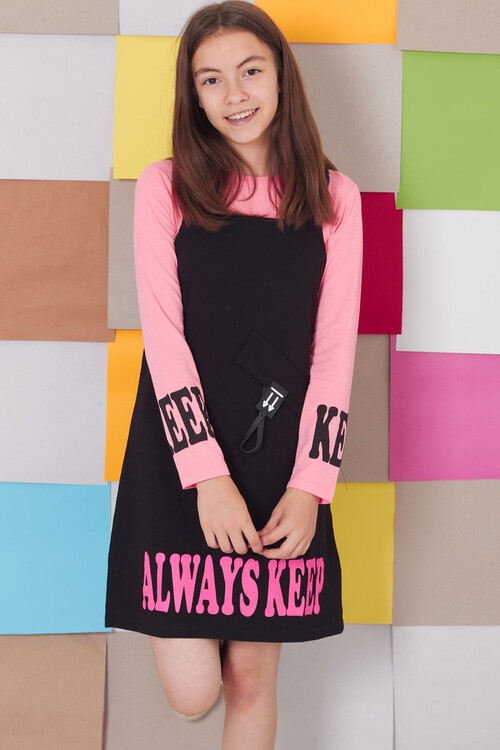 Kız Çocuk Badili 2 li Elbise 9-14 Yaş 14127