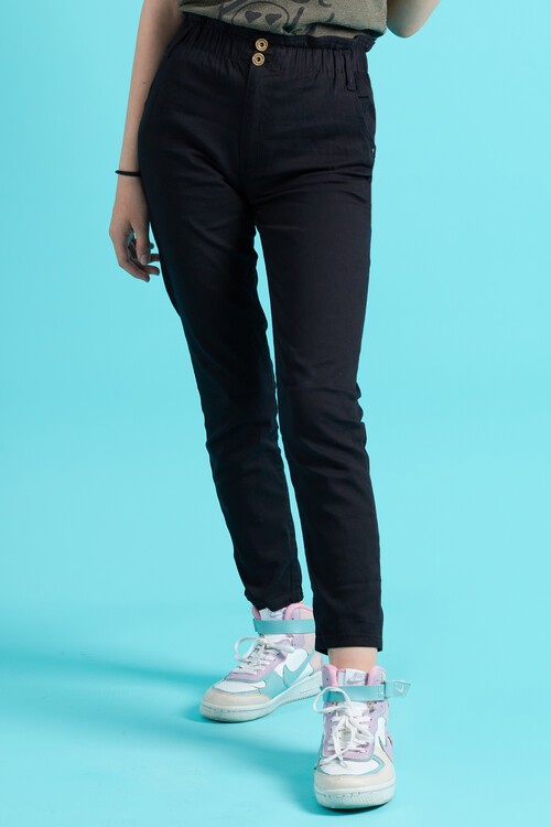 Kız Çocuk Beli Lastikli Keten Pantolon 8-16 Yaş 13805