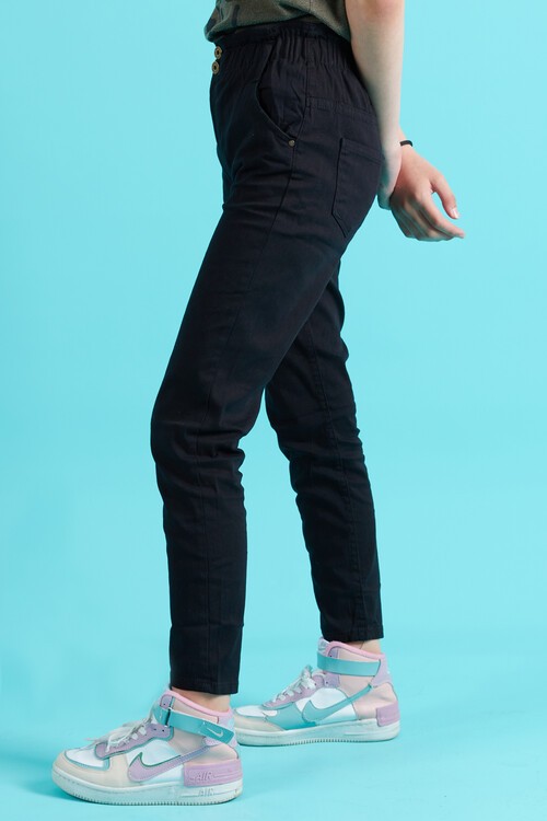 Kız Çocuk Beli Lastikli Keten Pantolon 8-16 Yaş 13805