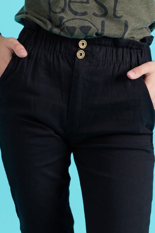 Kız Çocuk Beli Lastikli Keten Pantolon 8-16 Yaş 13805