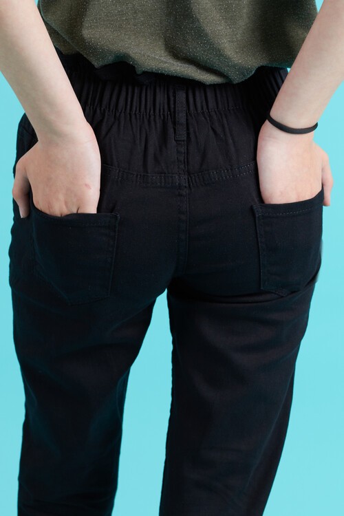Kız Çocuk Beli Lastikli Keten Pantolon 8-16 Yaş 13805
