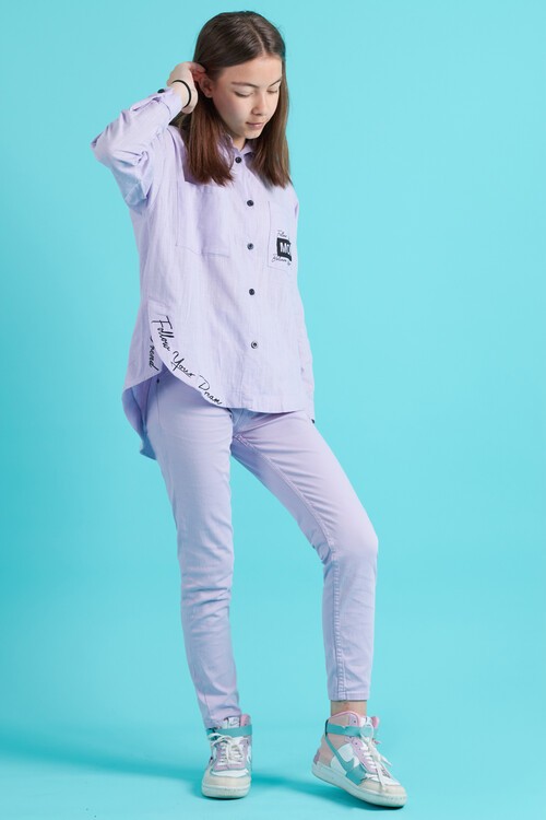 Kız Çocuk Beli Lastikli Keten Pantolon 8-16 Yaş 13805