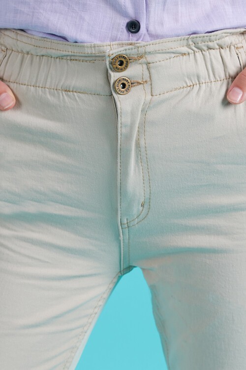 Kız Çocuk Beli Lastikli Keten Pantolon 8-16 Yaş 13805