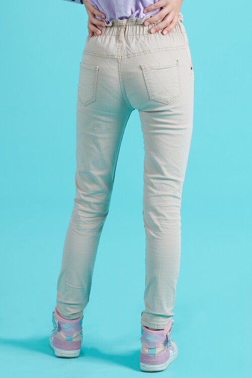 Kız Çocuk Beli Lastikli Keten Pantolon 8-16 Yaş 13805