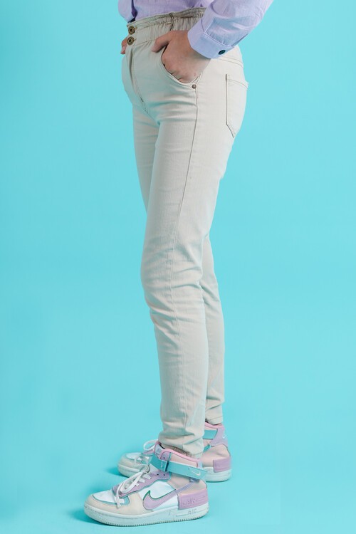 Kız Çocuk Beli Lastikli Keten Pantolon 8-16 Yaş 13805