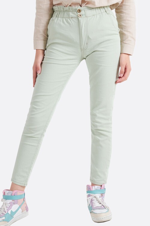 Kız Çocuk Beli Lastikli Keten Pantolon 8-16 Yaş 13805