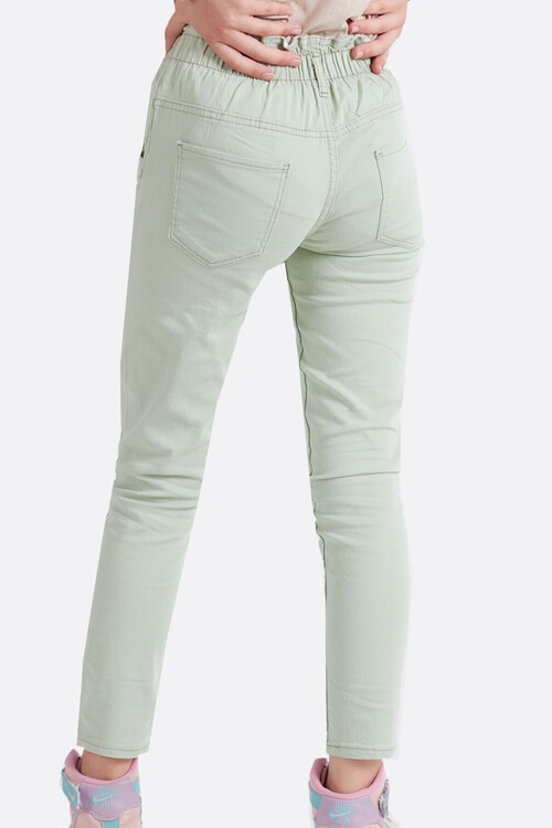 Kız Çocuk Beli Lastikli Keten Pantolon 8-16 Yaş 13805