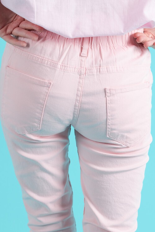 Kız Çocuk Beli Lastikli Keten Pantolon 8-16 Yaş 13805