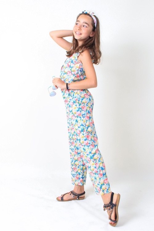 Kız Çocuk Çiçek Desenli Tulum 14564