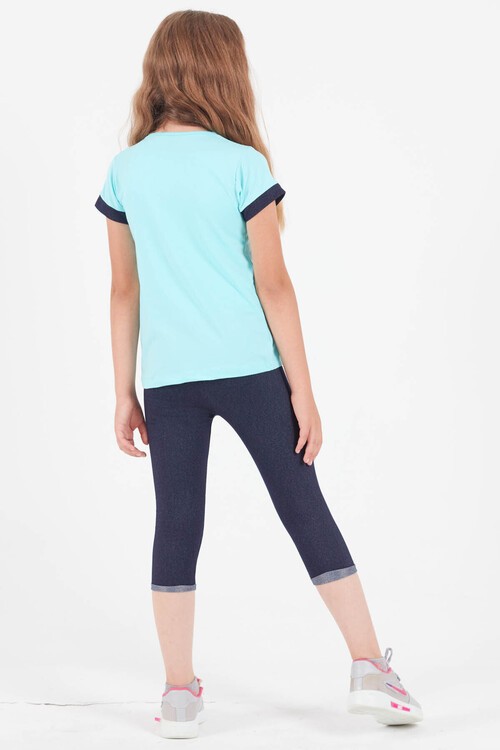 Kız Çocuk Çiçek Nakışlı Kaprili Takım 2-9 Yaş 13938