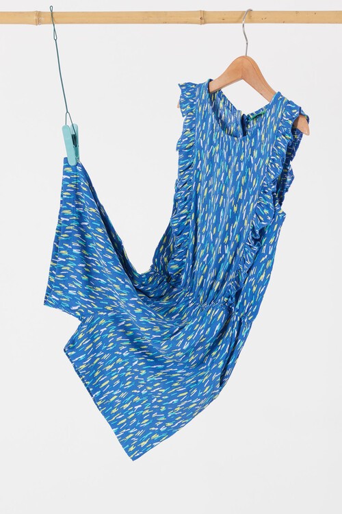 Kız Çocuk Çizgi Desenli Fırfırlı Tulum 14546