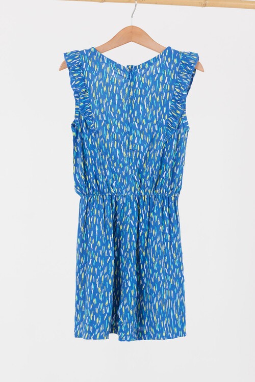 Kız Çocuk Çizgi Desenli Fırfırlı Tulum 14546