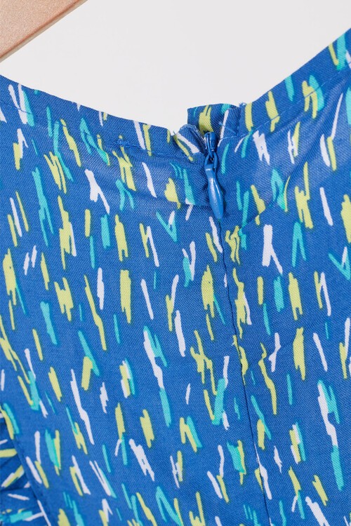 Kız Çocuk Çizgi Desenli Fırfırlı Tulum 14546