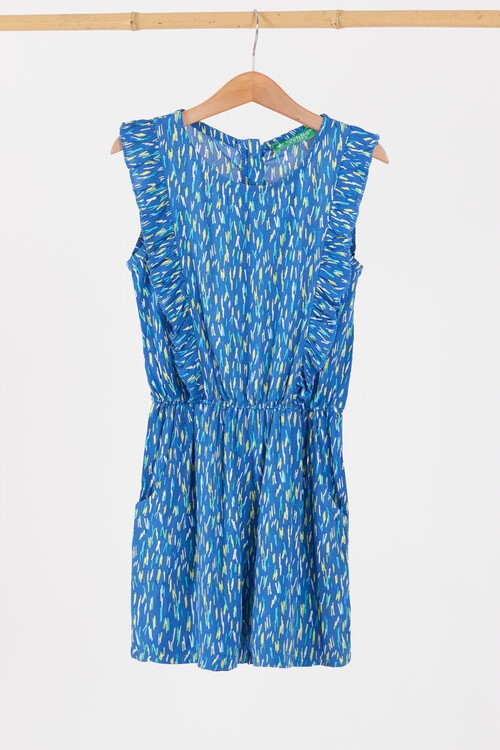 Kız Çocuk Çizgi Desenli Fırfırlı Tulum 14546