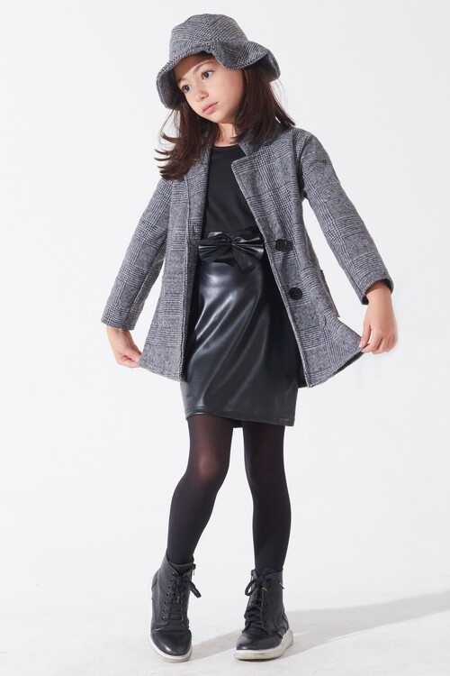 Kız Çocuk Deri Etekli Ceketli Takım 14584