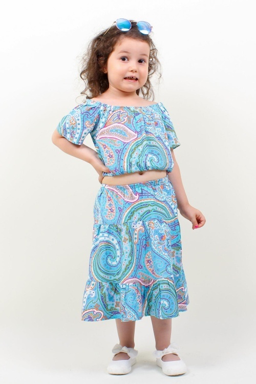Kız Çocuk Desenli Etekli Takım 14558