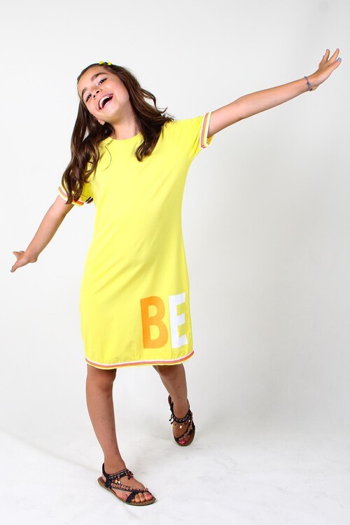 Kız Çocuk Elbise Yazı Baskılı 14521