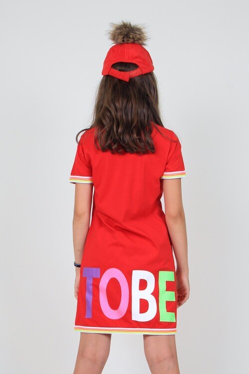 Kız Çocuk Elbise Yazı Baskılı 14521