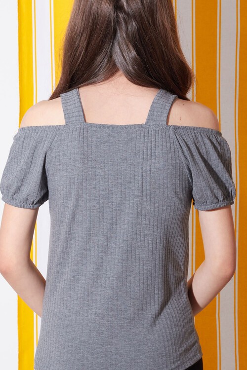 Kız Çocuk Füme  Düğmeli 8-14 Yaş Askılı Body 4716-2