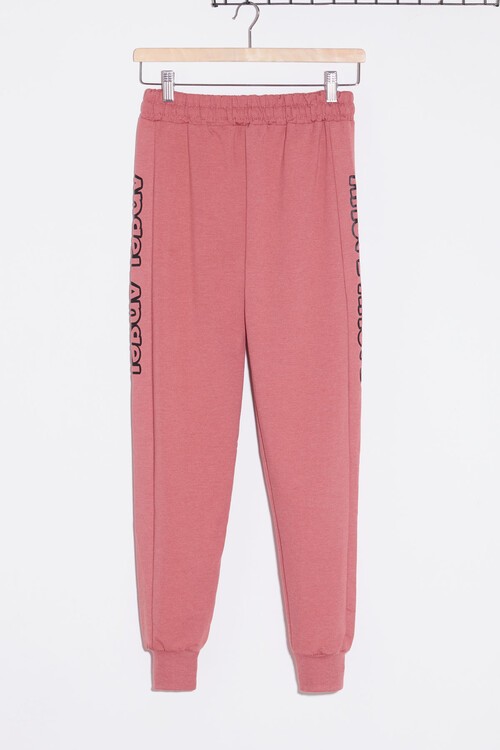 Kız Çocuk Gül Kurusu Angel Yazılı 9-16 Yaş Eşofman Altı 4827-6