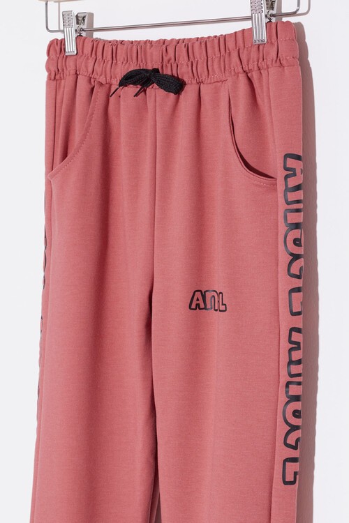 Kız Çocuk Gül Kurusu Angel Yazılı 9-16 Yaş Eşofman Altı 4827-6