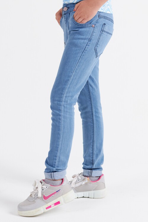 Kız Çocuk Kalp Nakışlı Jean Pantolon 2-12 Yaş 13882