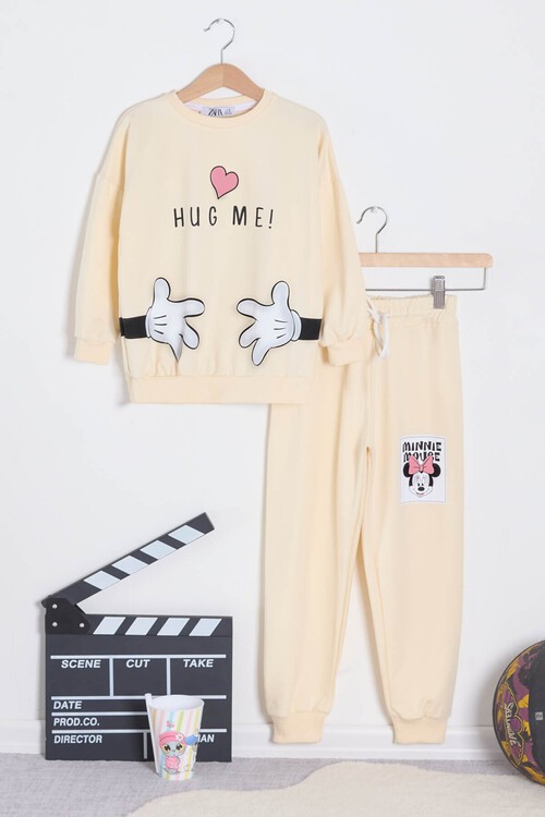 Kız Çocuk Kalpli Sırt Baskılı Eşofman Takımı 14602