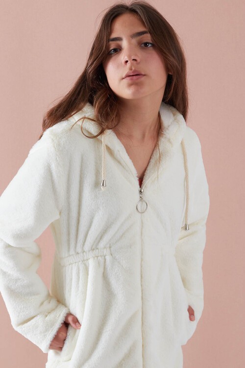 Kız Çocuk Kapüşonlu Peluş Mont 14608