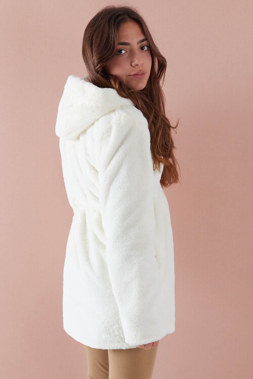 Kız Çocuk Kapüşonlu Peluş Mont 14608