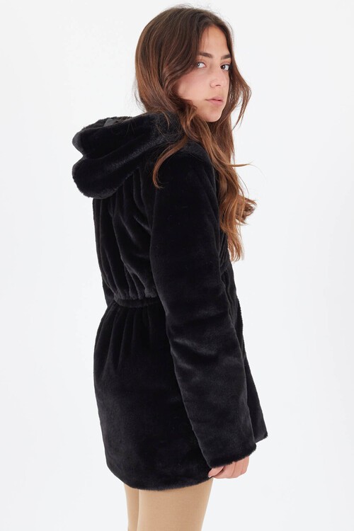 Kız Çocuk Kapüşonlu Peluş Mont 14608